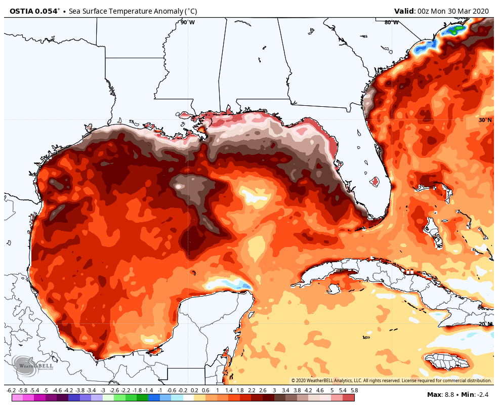 Abnormally warm Gulf of Mexico could intensify the upcoming tornado and
